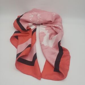 1451- FURLA 100% SILK SCARFT Pink Red  Black WHITE Made In Italy NWT